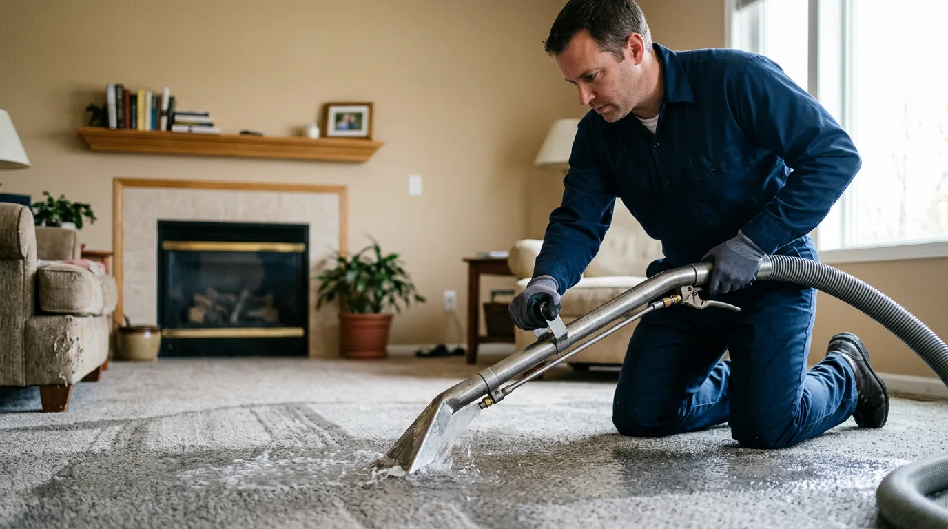 Water damage restoration technician working near Flushing, NY